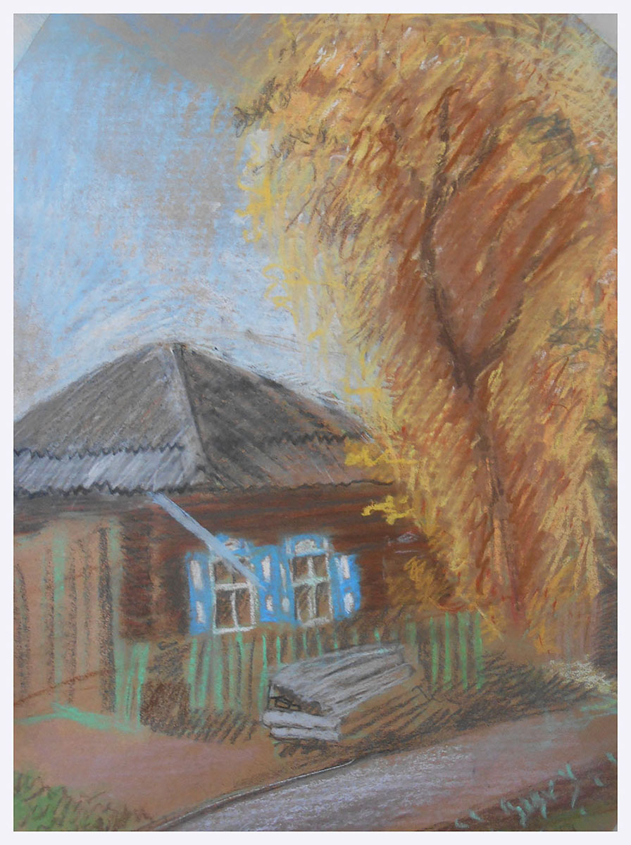 Иллюстрация к стихотворению низкий дом с голубыми ставнями